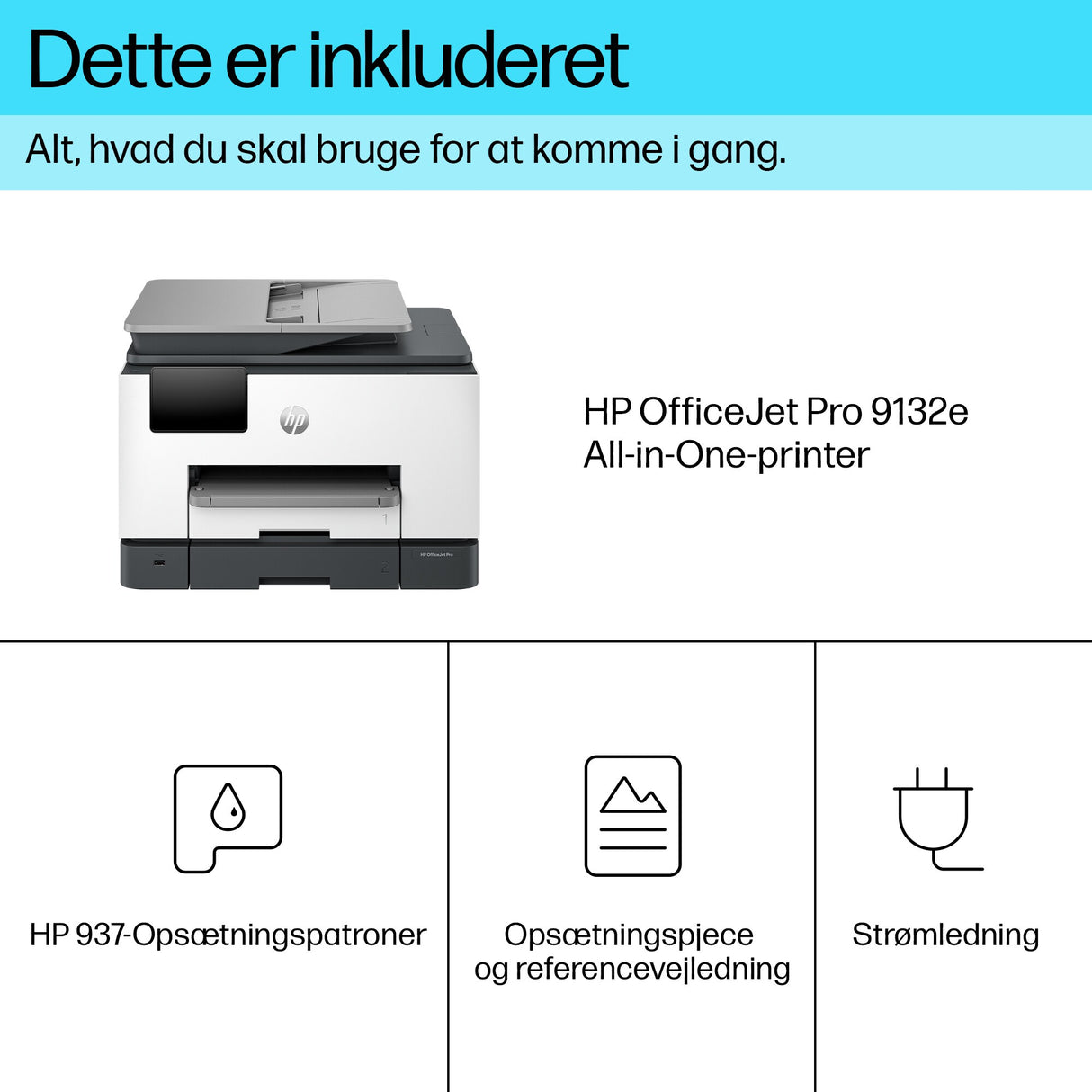 HP OfficeJet Pro 9132e Trådløst All-in-One Farve Printer, Instant Ink; 2-sidet printning