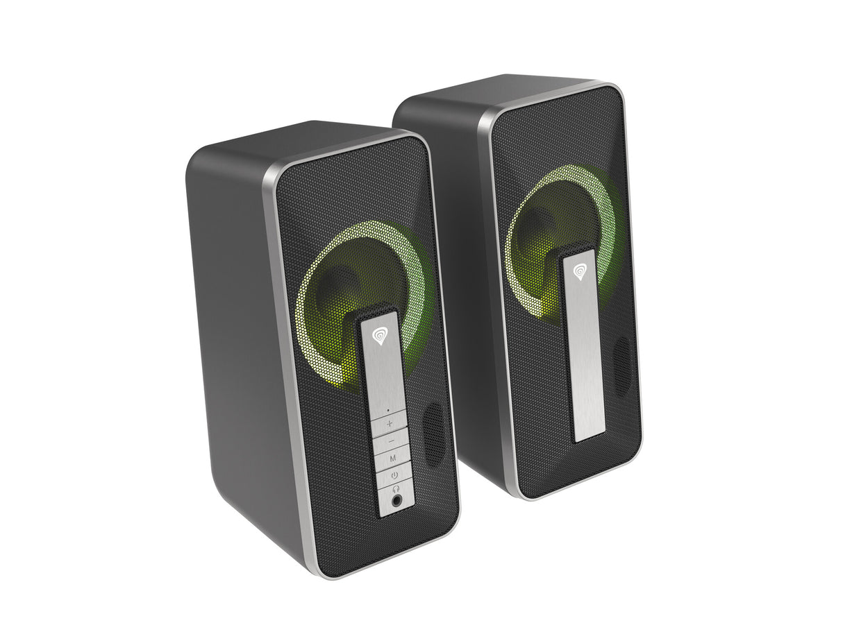 GENESIS Helium 100 BT RGB højttalersæt 10 W PC/Laptop Sort, Sølv 2.0 kanaler Bluetooth