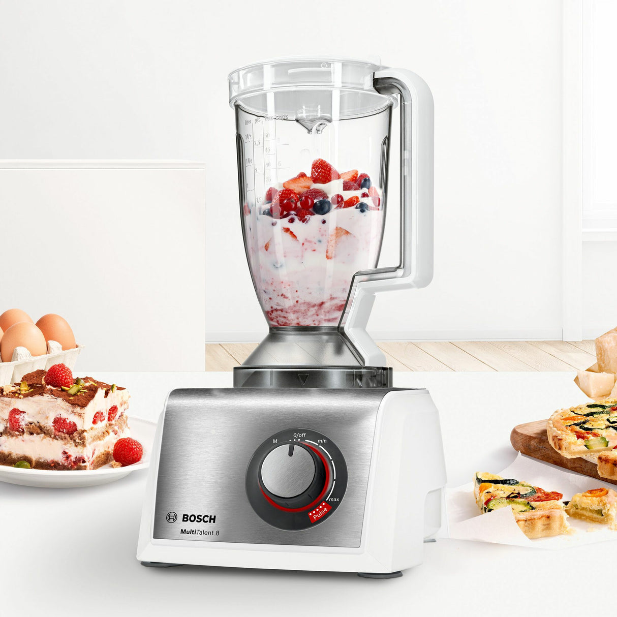 Bosch MC812S814 foodprocessor 1250 W 3,9 L Rustfrit stål, Hvid
