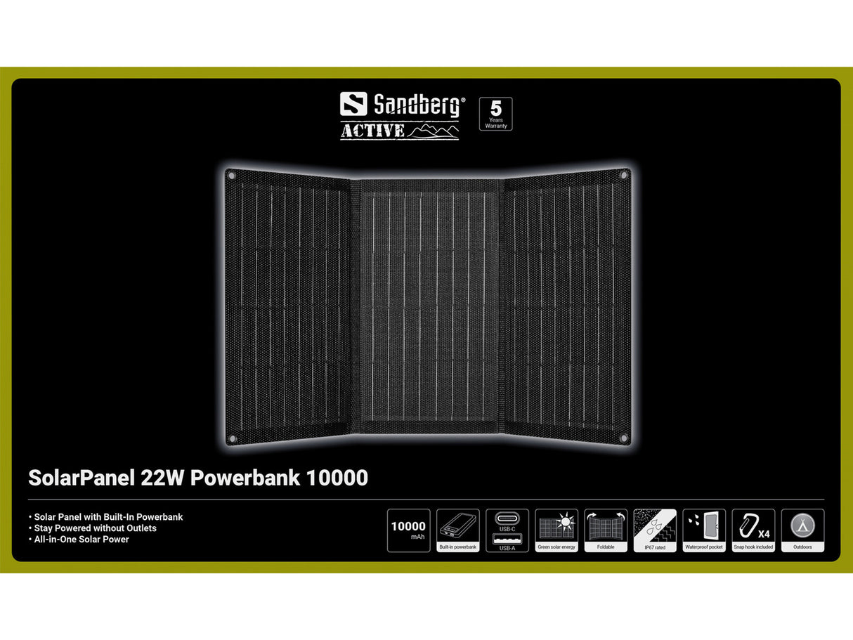 Sandberg 421-44 oplader til mobil enhed Universel Sort Batteri, Solar Udendørs