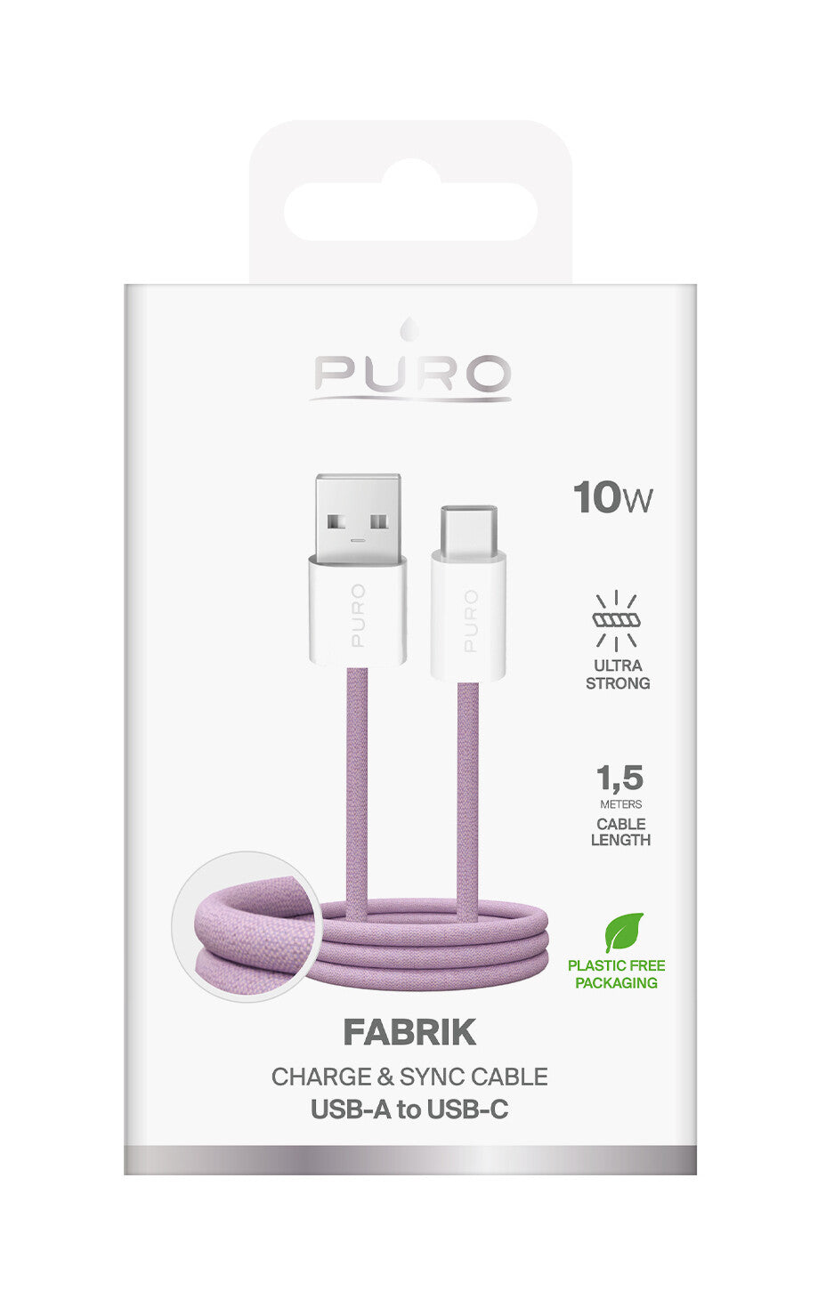 PURO PUCAC10WFABK415MTPNK USB-kabel USB 2.0 1,5 m USB A USB C Lyserød