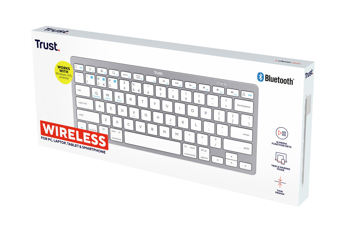 Trust 24651 tastatur Universel Bluetooth QWERTY US engelsk Sølv