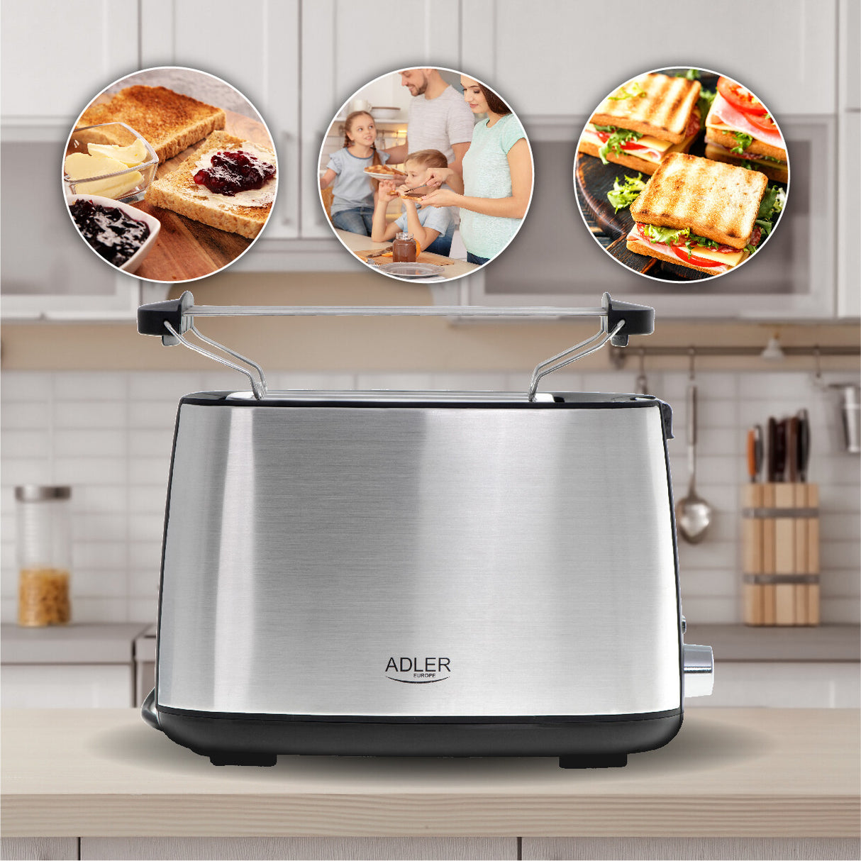Adler AD 3214 brødrister 7 2 skive(r) 900 W Sølv