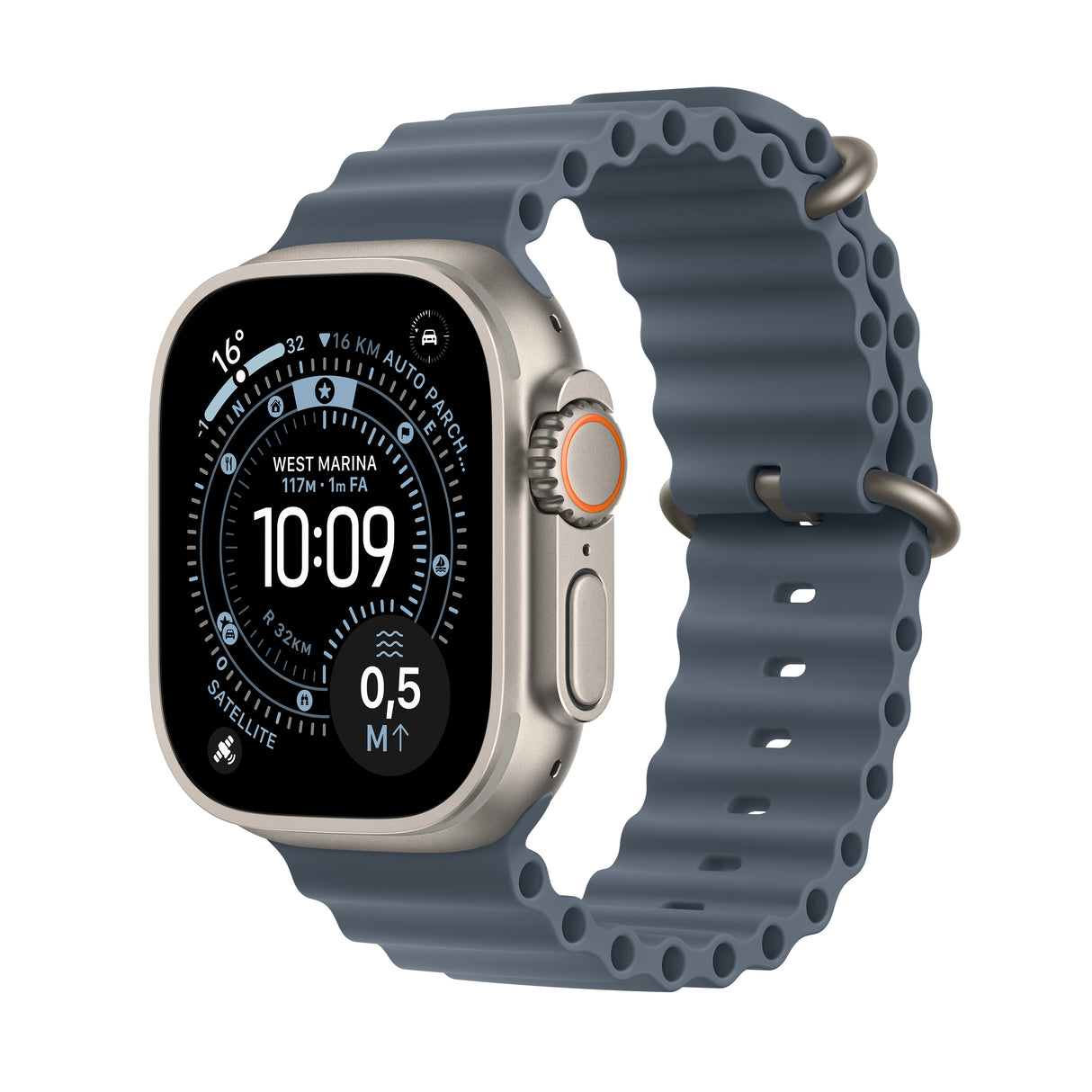 *Apple Watch Ultra 3 GPS + Cellular 49mm Natural Titanium Case with Anchor Blue Ocean Band