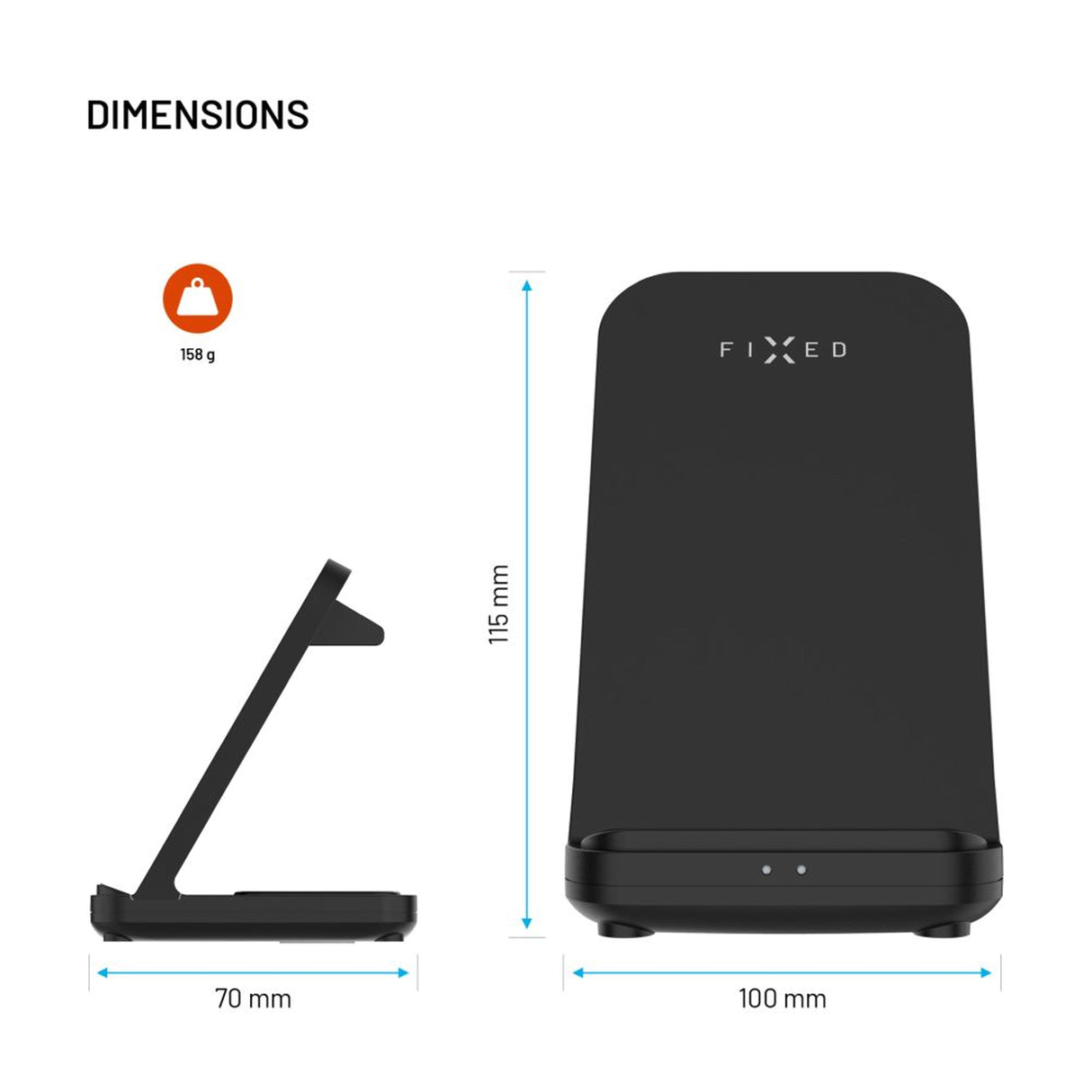 FIXED FIXPOS-U-BK oplader til mobil enhed SmartWatch, Smartphone, Hovedtelefoner Sort USB Trådløs opladning Hurtig opladning Indendørs