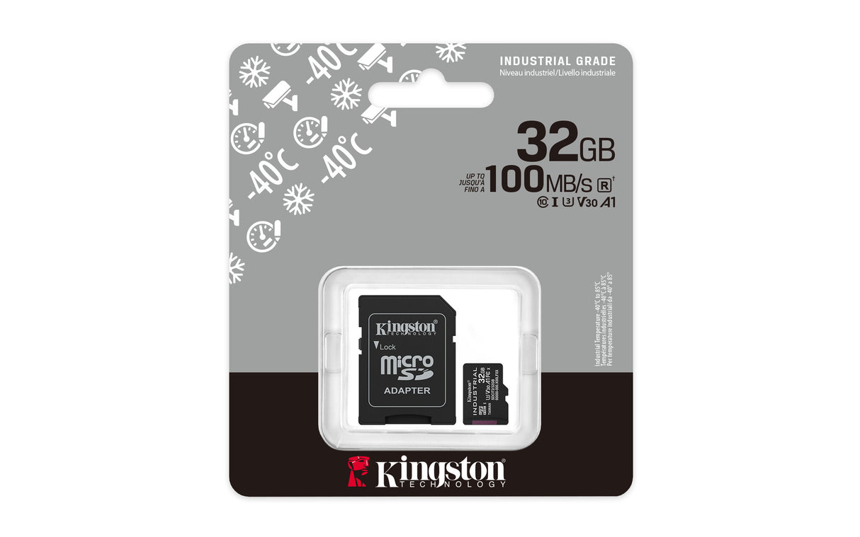 Kingston Technology 32GB microSDHC Industrial C10 A1 pSLC kort + SD-adapter