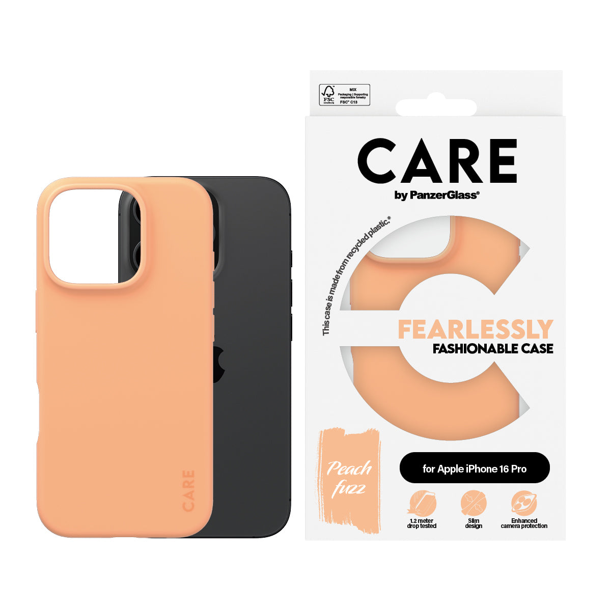 PanzerGlass CARE by ® Fashionable Case Peachy iPhone 16 Pro