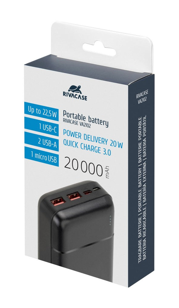 Rivacase VA2102 Lithium polymer (LiPo) 20000 mAh Sort