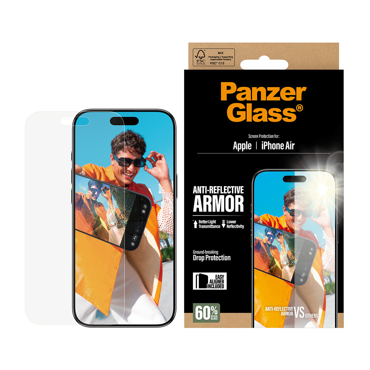 PanzerGlass ® Anti-Reflective Armor Skærmbeskyttelse iPhone Air m. EasyAligner