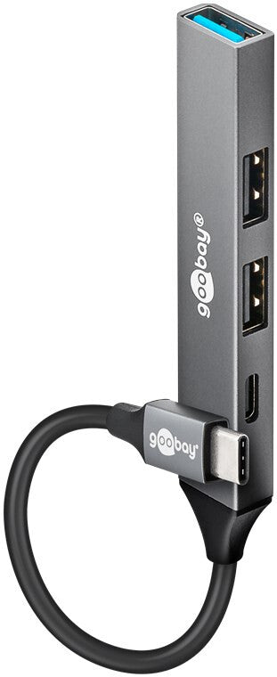 Goobay 74459 interface hub USB 3.2 Gen 1 (3.1 Gen 1) Type-C 5000 Mbit/s Lys grå