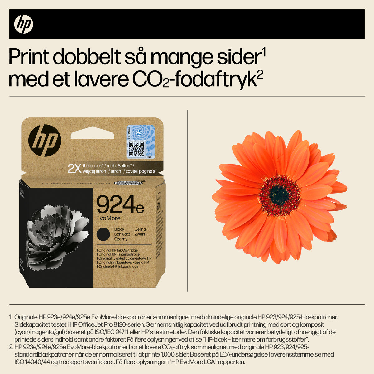 HP 924e EvoMore Black Original Sort 1000 sider Blæk