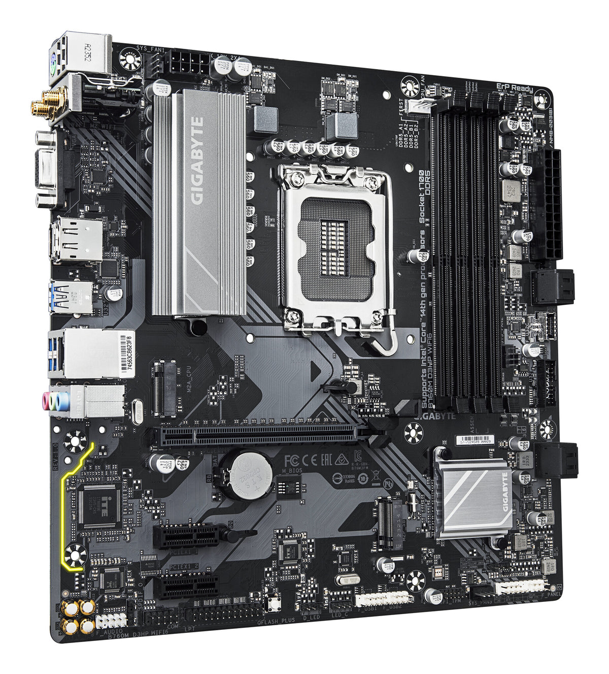 GIGABYTE B760M D3HP WIFI6 Motherboard - Supports Intel Core 14th Gen CPUs, 4+1+1 Phases Digital VRM, up to 5600MHz DDR5, 2xPCIe 4.0 M.2, Wi-Fi 6, GbE LAN, USB 3.2 Gen1