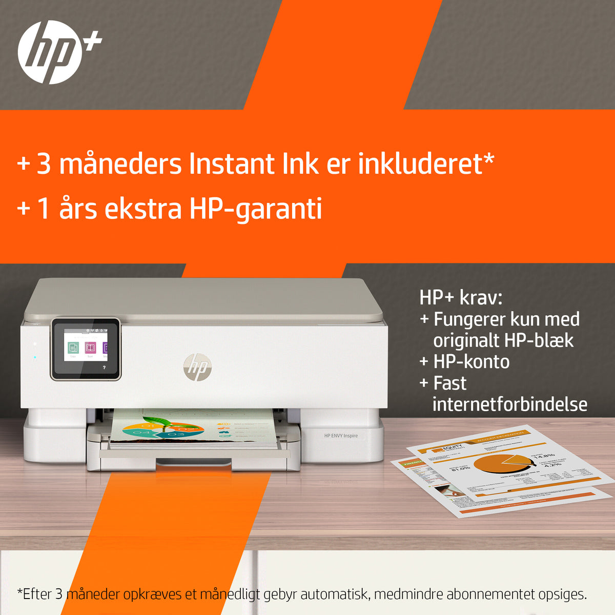 HP ENVY Inspire 7220e Trådløst All-in-One Farve Printer, Instant Ink; Kopimaskine, scanner