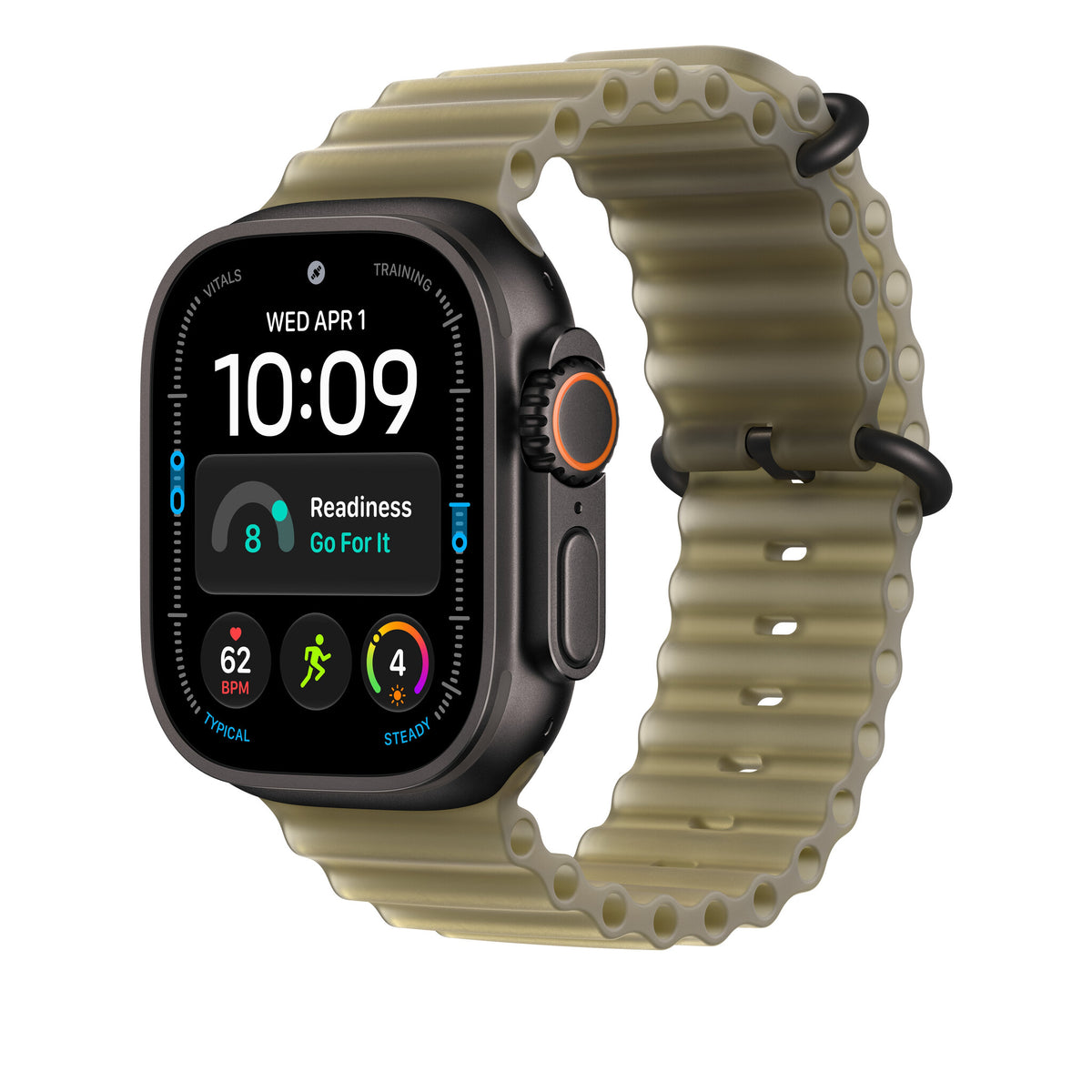 Apple Ocean-rem i halvtransparent tanggrøn, 49 mm - i farven sort titanium