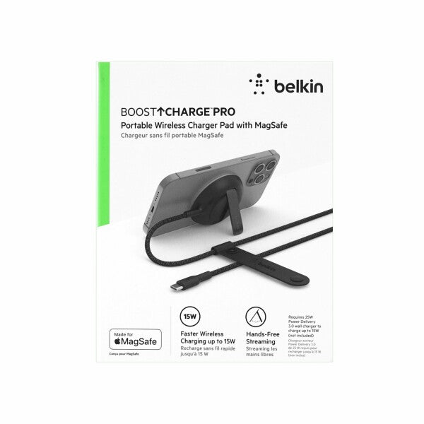 Belkin - BoostCharge Pro MagSafe 15W - Bærbar trådløs oplader - Sort WIA004BTBK