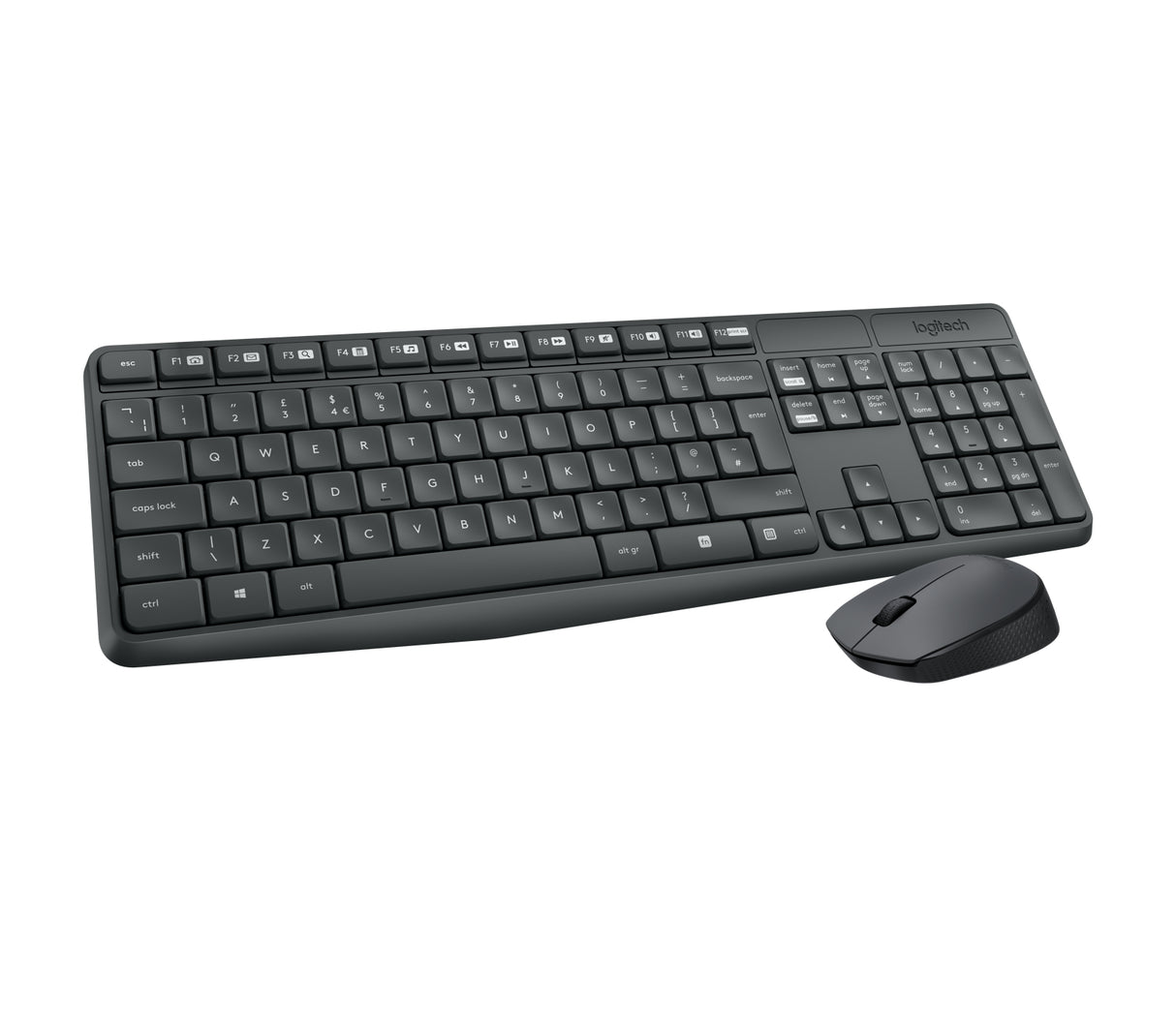 Logitech MK235 Wireless Combo - Tastatur & Mus sæt - Nordisk - Grå