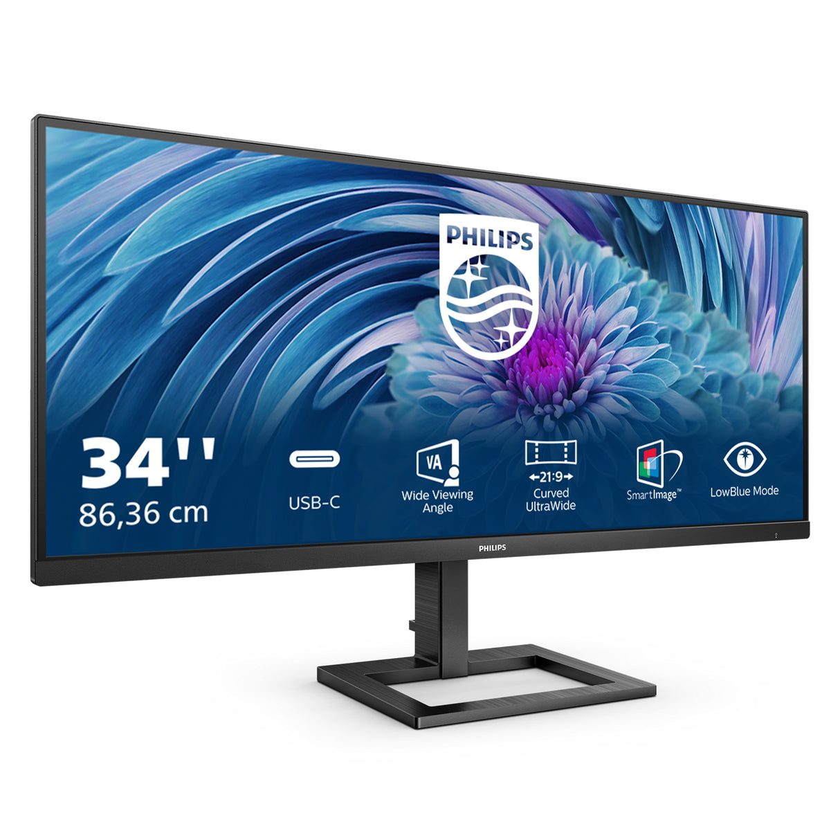 Philips E Line 346E2LAE/00 LED display 86,4 cm (34") 3440 x 1440 pixel Wide Quad HD LCD Sort