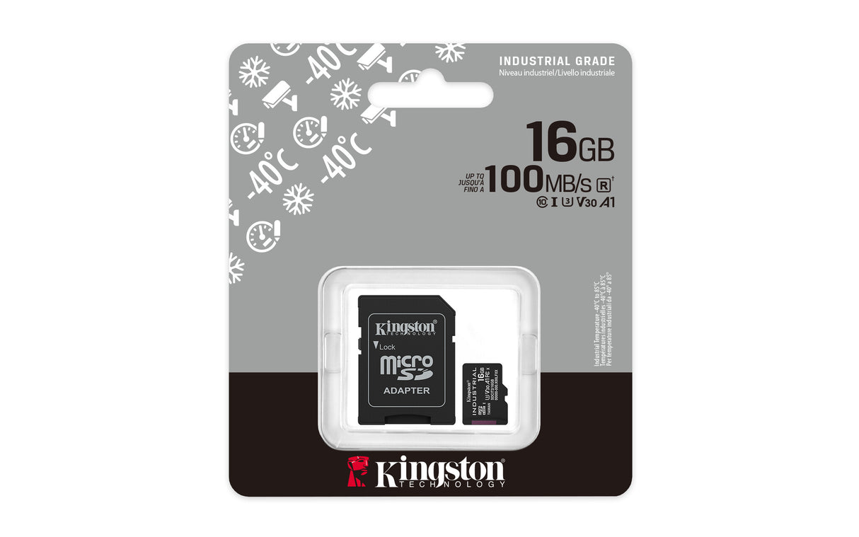 Kingston Technology 16GB microSDHC Industrial C10 A1 pSLC kort + SD-adapter