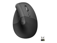 Logitech Lift Vertical Ergonomic Mouse Optisk Trådløs Sort