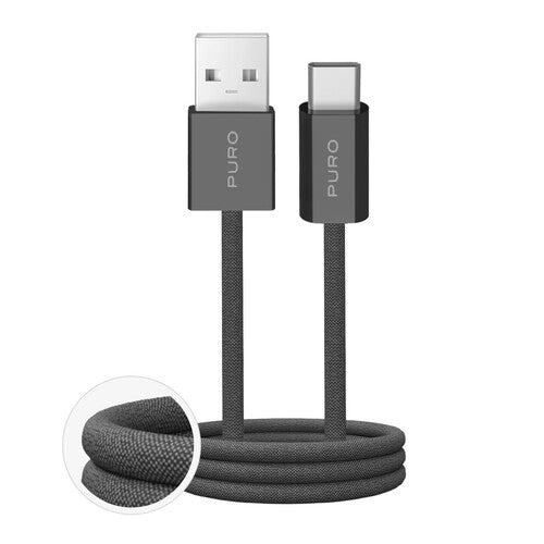 PURO PUCAC10WFABK415MTDGR USB-kabel USB 2.0 1,5 m USB A USB C Grå