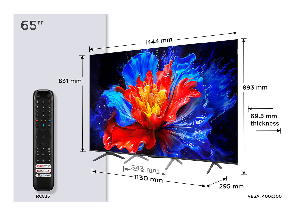 TCL P8K 65P8K TV 165,1 cm (65") 4K Ultra HD Smart TV Wi-Fi Metallic 350 cd/m²