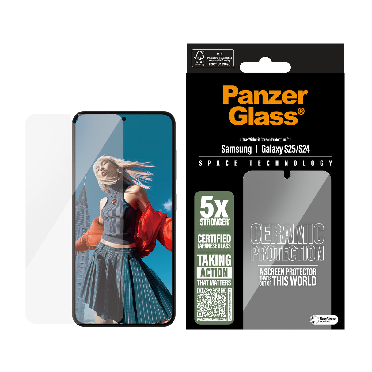 PanzerGlass ® Ceramic Skærmbeskyttelse Samsung Galaxy S25 | S24 | Ultra-Wide Fit