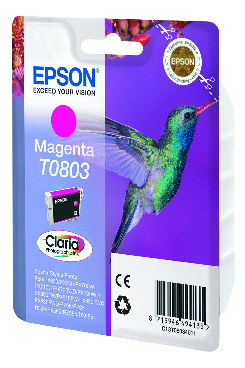Epson Hummingbird Enkeltpakke, magenta T0803 Claria Photographic Ink