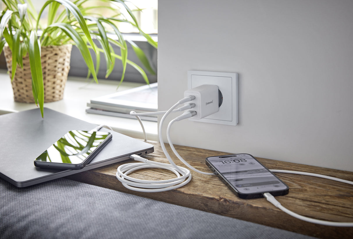 Intenso POWER ADAPTER 1XUSB-A/2XUSB-C/7806512 Universel Hvid Vekselstrøm Hurtig opladning Indendørs