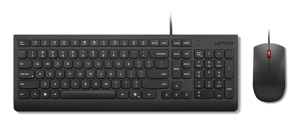 Lenovo Essential Wired Combo Black US Euro tastatur Mus inkluderet Universel USB Sort