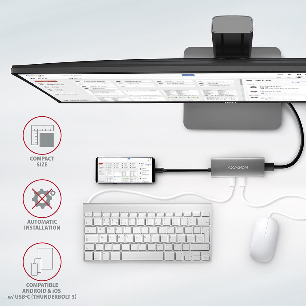 Axagon HMC-5G2 dockingstation Ledningsført USB 3.2 Gen 2 (3.1 Gen 2) Type-C Grå