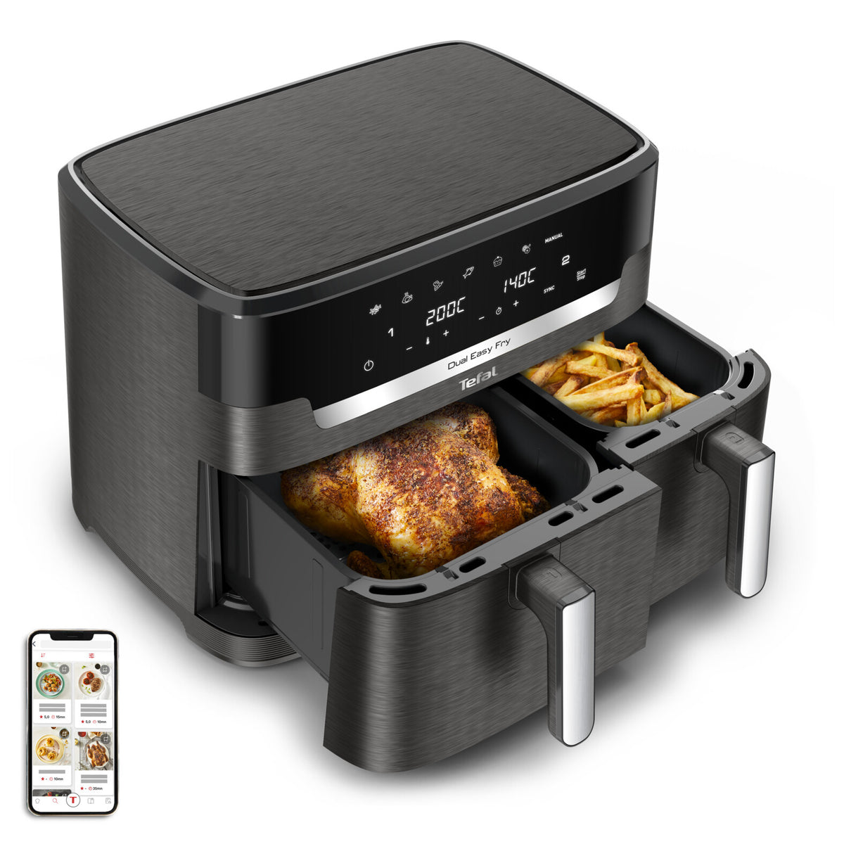 Tefal Easy Fry Dual XXL EY942HE0 fryer Double 11 L Stand-alone 2020 W Hot air fryer Grey