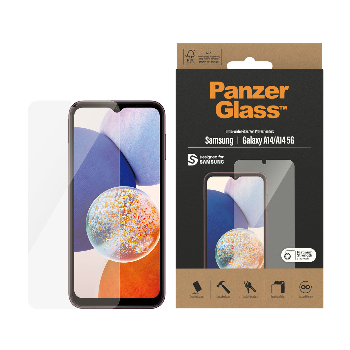 PanzerGlass ® Skærmbeskyttelse Samsung Galaxy A14 | A14 5G | Ultra-Wide Fit