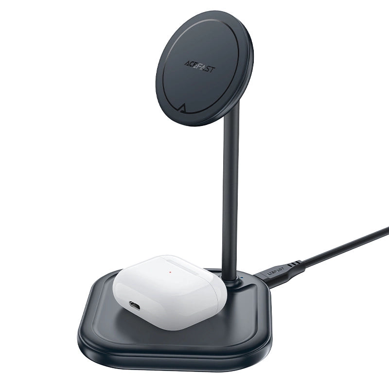 Acefast 15W Qi trådløs oplader til iPhone (med MagSafe) og Apple AirPods Standholder Magnetisk Holder Grå (E6 grå)