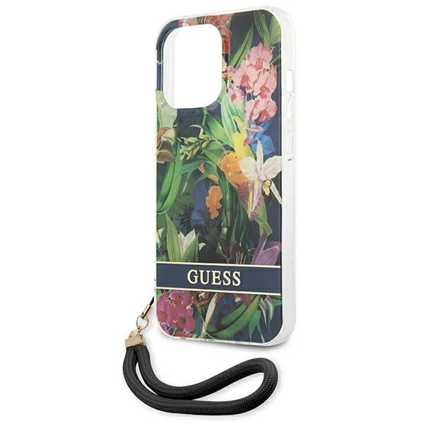 Guess GUHCP13LHFLSB iPhone 13 Pro / 13 6.1" blue/blue hardcase Flower Strap