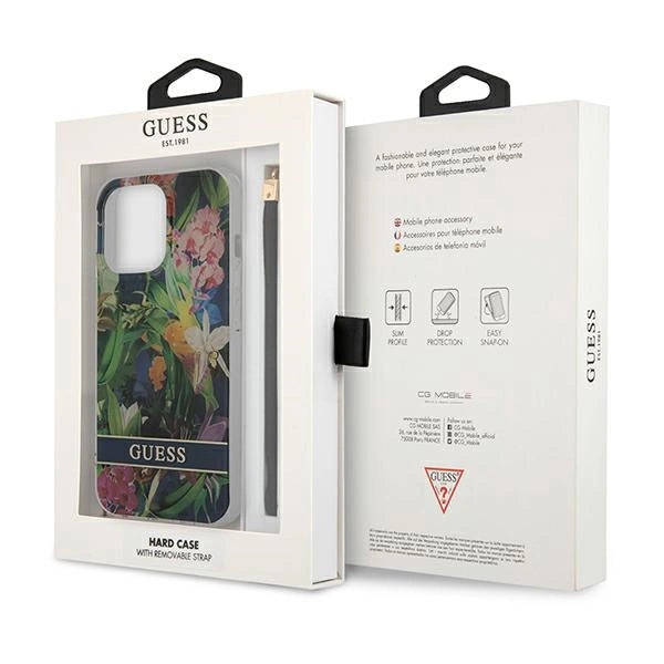 Guess GUHCP13LHFLSB iPhone 13 Pro / 13 6.1" blue/blue hardcase Flower Strap