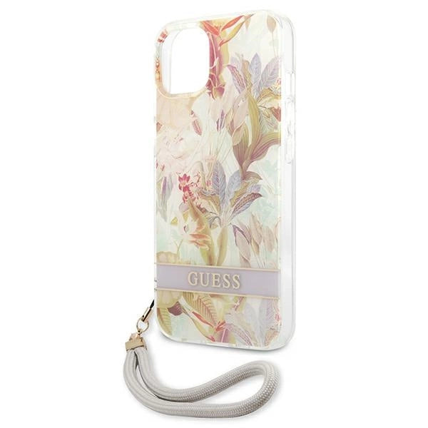 Guess GUHCP13SHFLSU iPhone 13 mini 5.4" purple/purple hardcase Flower Strap