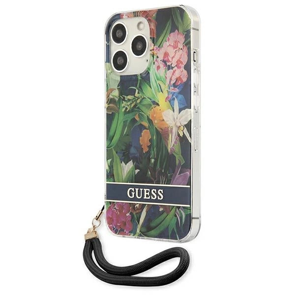 Guess GUHCP13XHFLSB iPhone 13 Pro Max 6.7" blue/blue hardcase Flower Strap