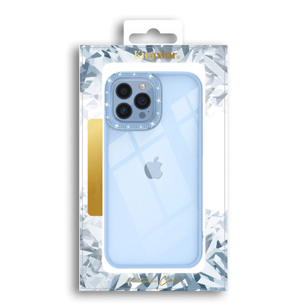 Kingxbar Sparkle Series case iPhone 13 Pro with crystals back cover blue