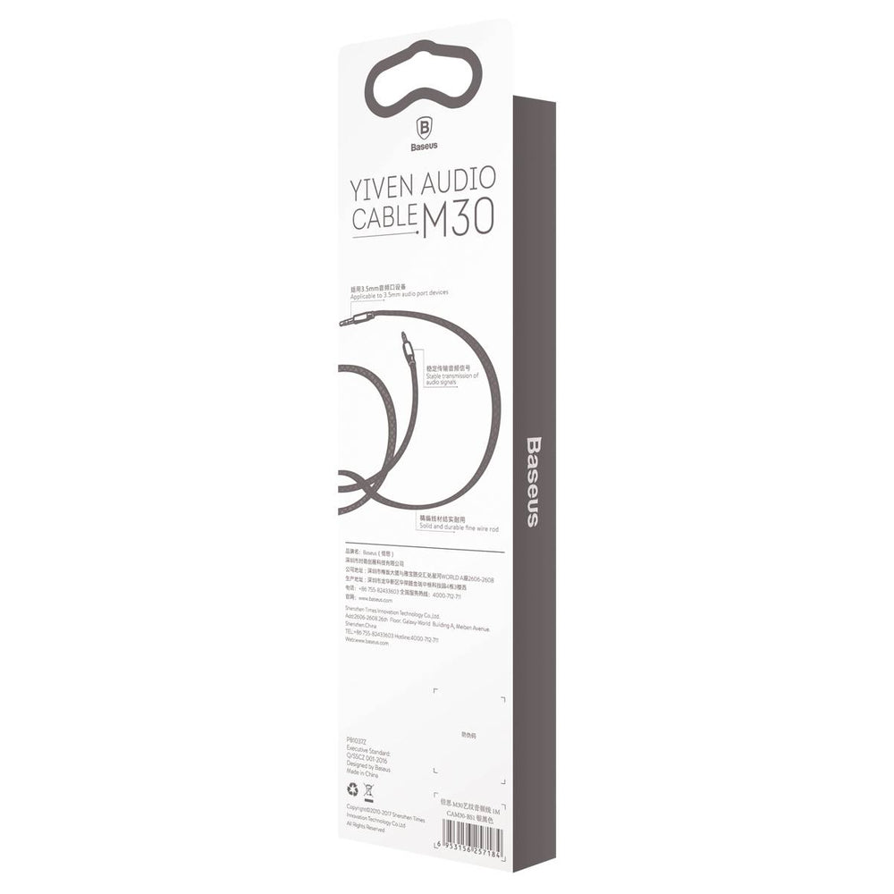 Baseus Yiven M30 stereo audio cable AUX 3.5 mm male mini jack 1.5 m silver-black (CAM30-CS1)