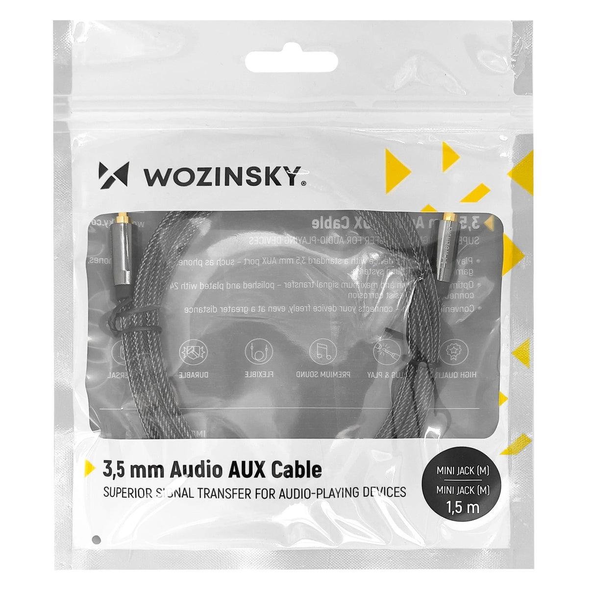 Wozinsky universel mini jack kabel 2x AUX kabel 2 m sort