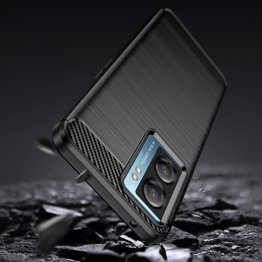 Carbon Case til Xiaomi Poco F4 5G fleksibelt silikone carbon cover sort