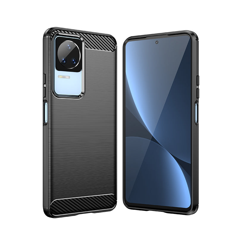 Carbon Case til Xiaomi Poco F4 5G fleksibelt silikone carbon cover sort
