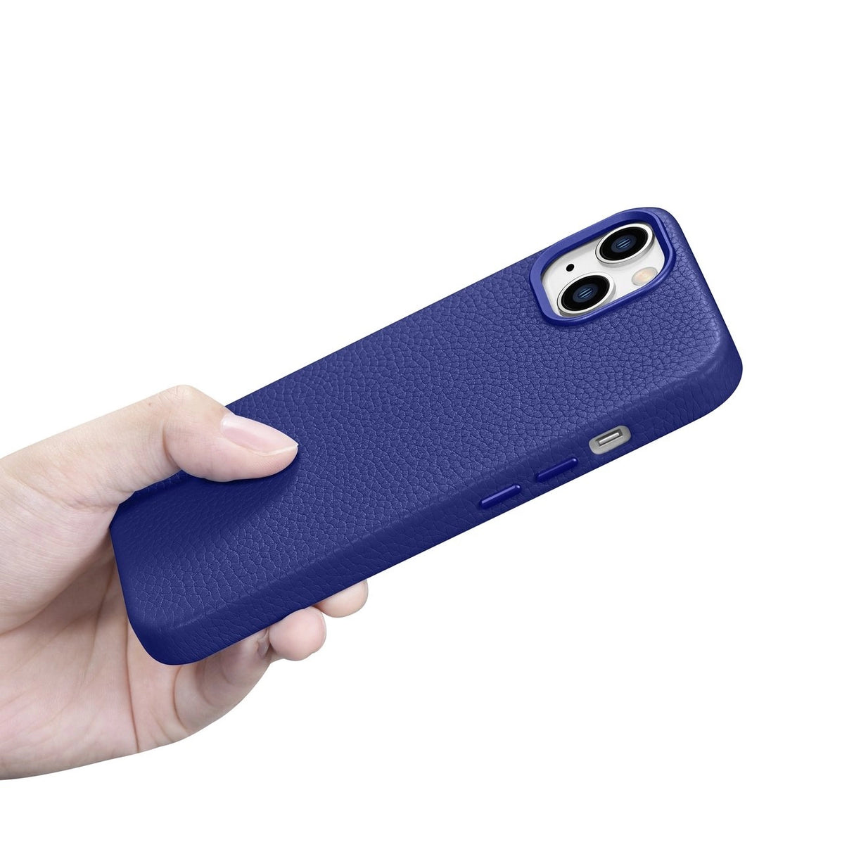iCarer Litchi Premium Ledder Case iPhone 14 Magnetisk Ledder Case med MagSafe Dark Blue (WMI14220709-DB)