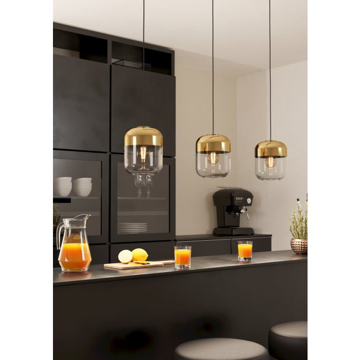Eglo Maryvilla 3L sort/bruneret/klar/guld langbordspendel