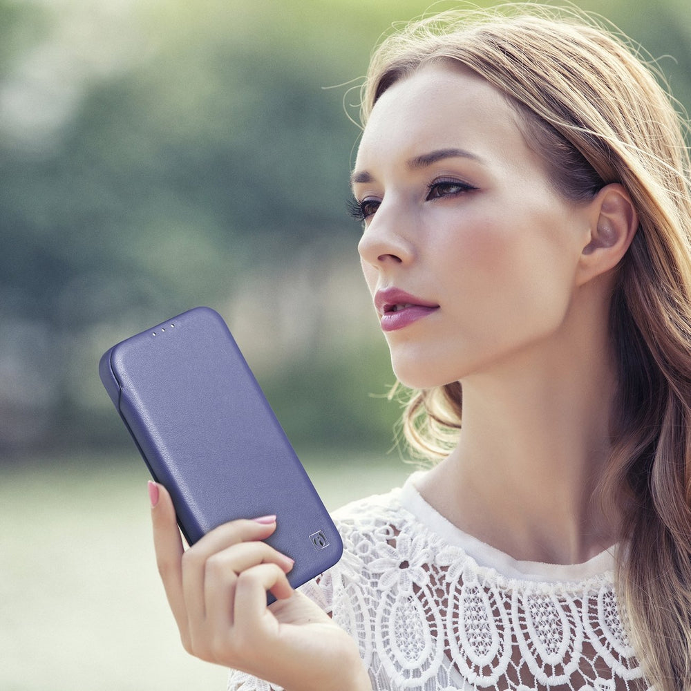 iCarer CE Premium læder Folio Case iPhone 14 Pro Magnetisk Flip læder Folio Case MagSafe Light Purple (WMI14220714-LP)