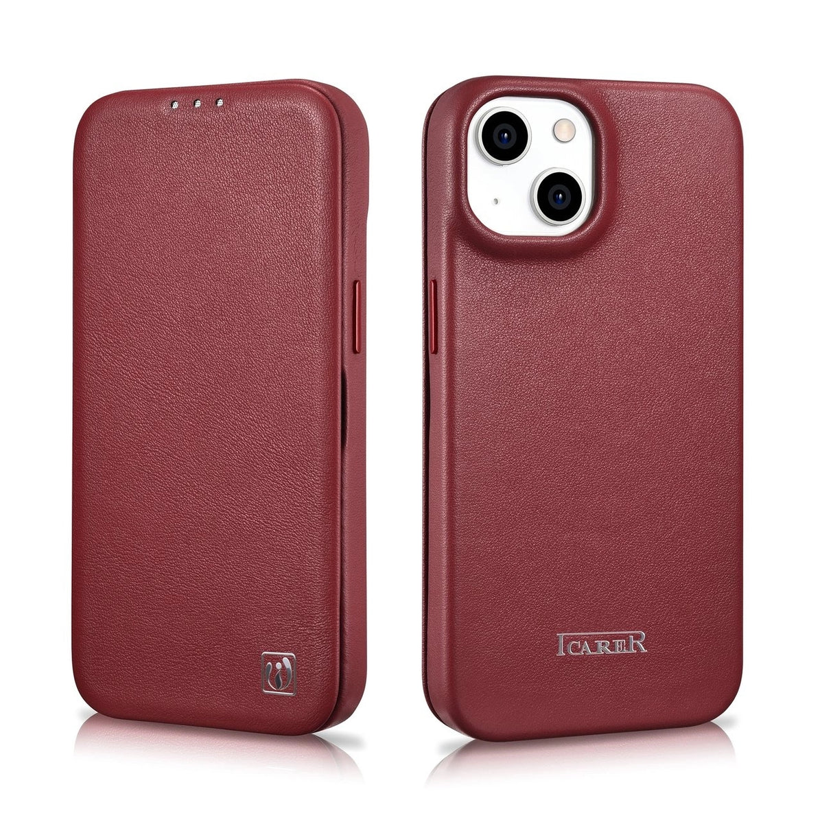 iCarer CE Premium læder Folio Case iPhone 14 Plus Magnetisk Flip læder Folio Case MagSafe Red (WMI14220715-RD)