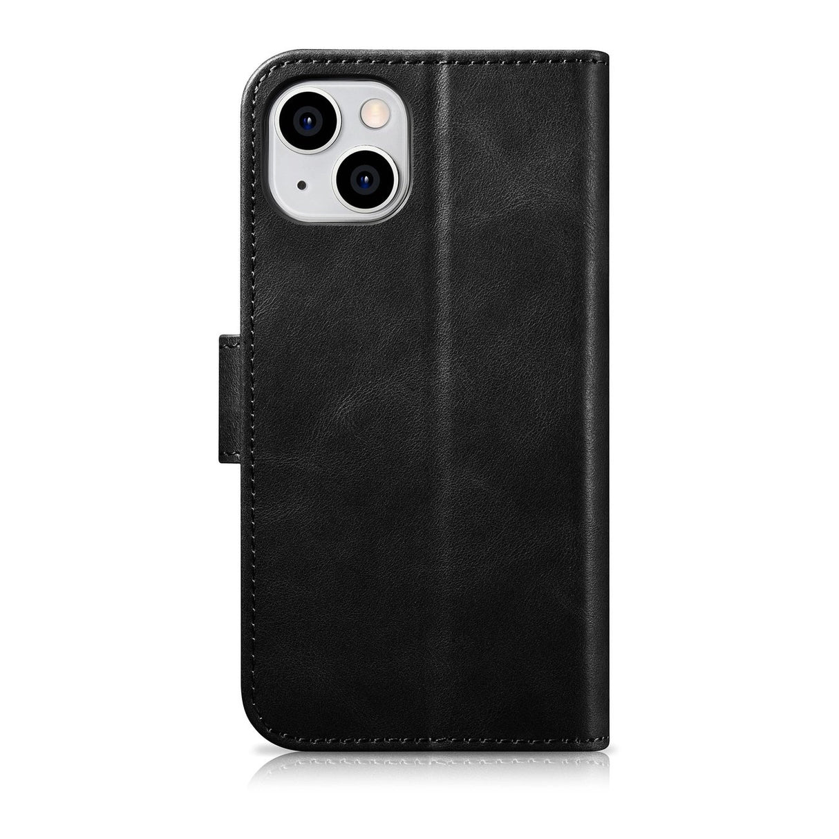 iCarer Oil Wax Wallet Case 2in1 Case iPhone 14 Læder Flip Cover Anti-RFID sort (WMI14220721-BK)