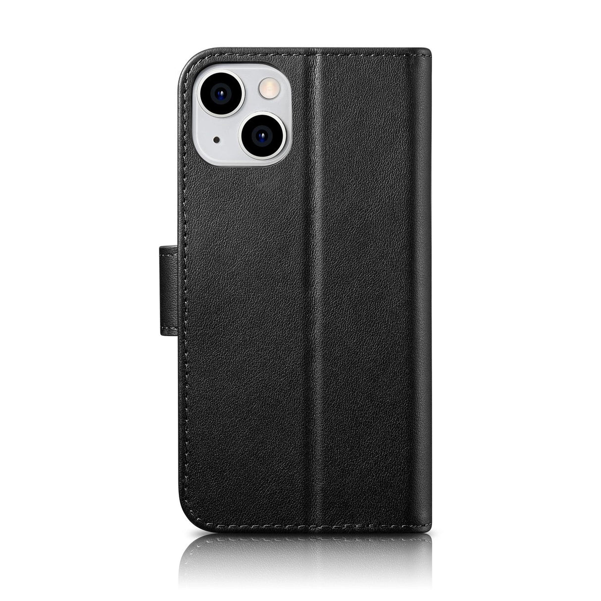 iCarer Wallet Case 2in1 Case for iPhone 14 Ledret Flip Cover Anti-RFID sort (WMI14220725-BK)