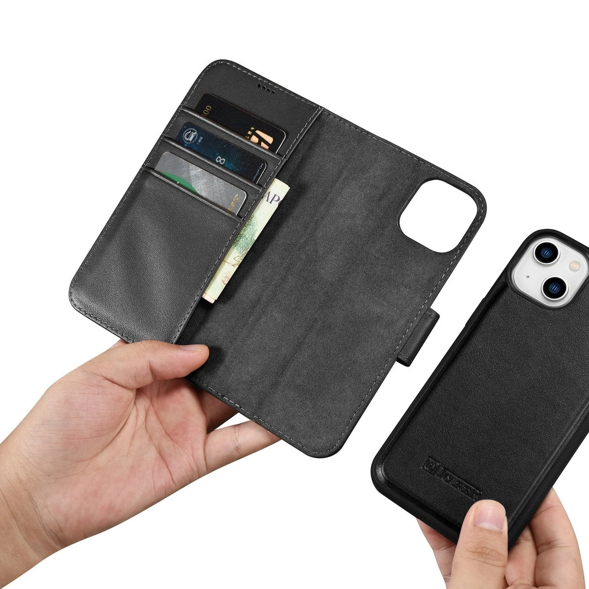 iCarer Wallet Case 2in1 Cover iPhone 14 Plus Anti-RFID Læder Flip Case sort (WMI14220727-BK)