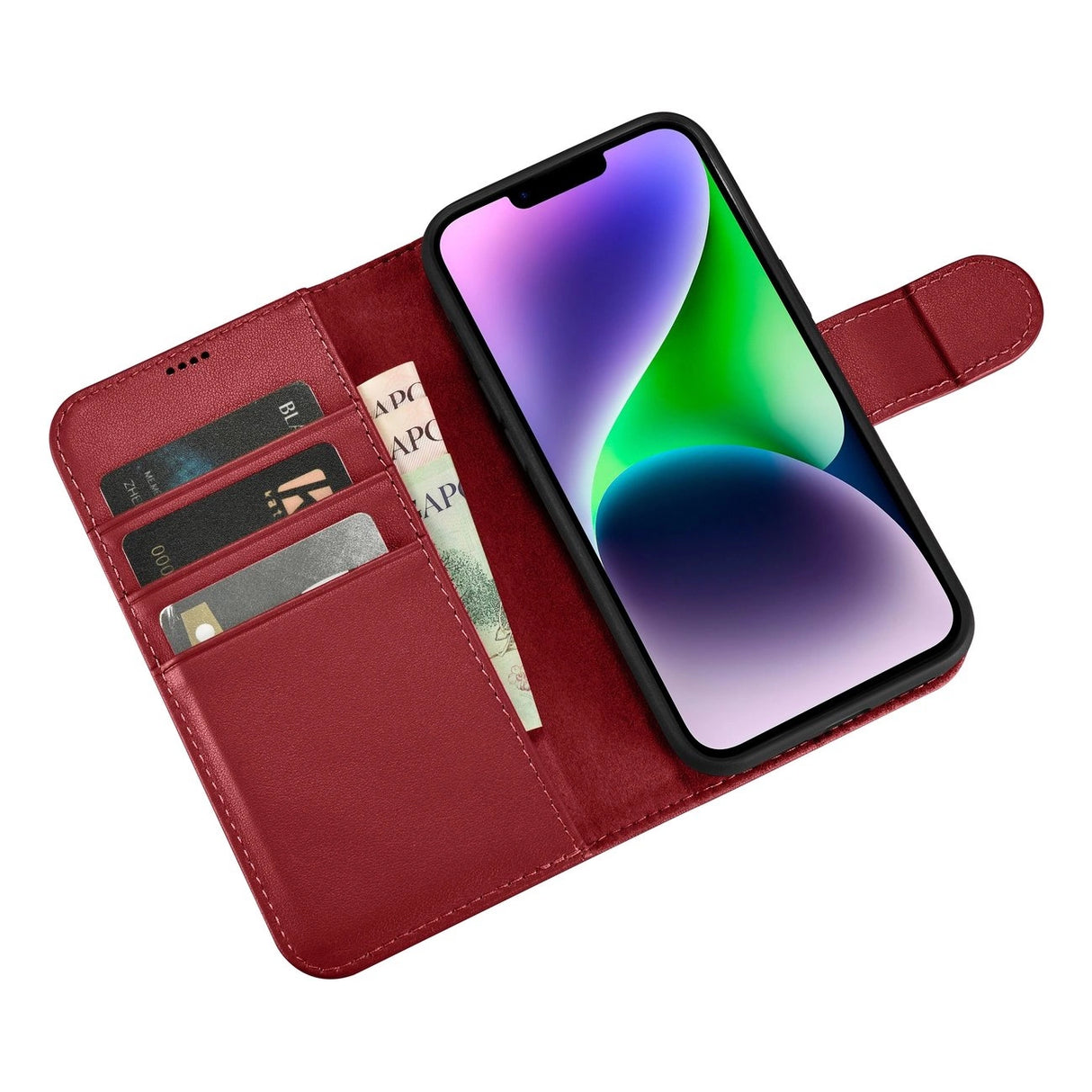 iCarer Wallet Case 2in1 Cover iPhone 14 Plus Anti-RFID Læder Flip Cover Red (WMI14220727-RD)